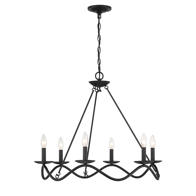 Savoy House Meridian 6Lt 28" Chandelier, Black - M100137MBK