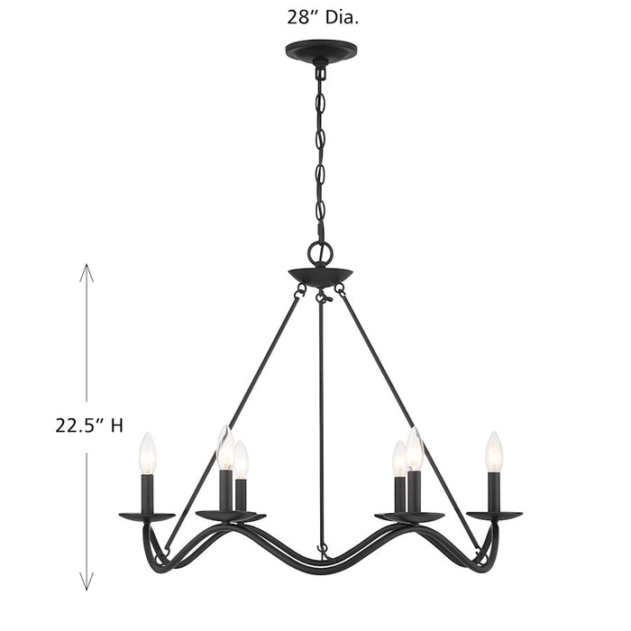 Savoy House Meridian 6Lt 28" Chandelier, Black