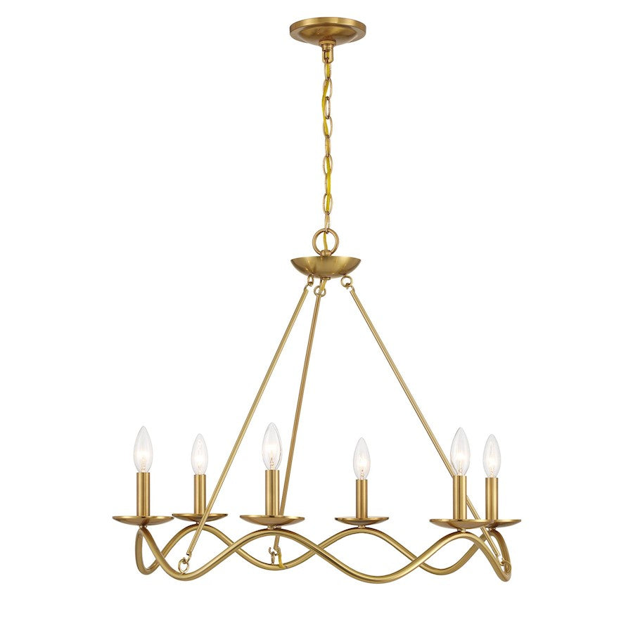 Savoy House Meridian 6Lt 28" Chandelier, Natural Brass - M100137NB