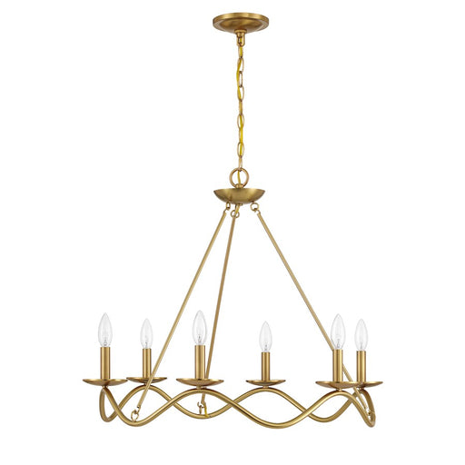 Savoy House Meridian 6Lt 28" Chandelier, Natural Brass