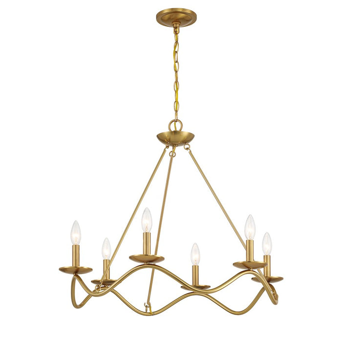 Savoy House Meridian 6Lt 28" Chandelier, Natural Brass