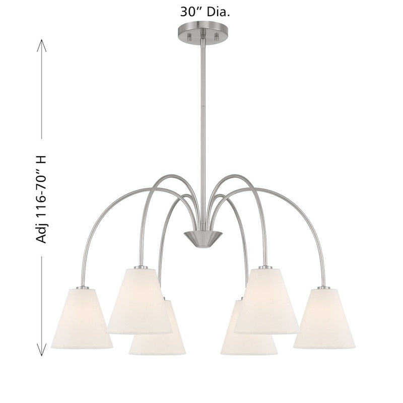 Savoy House Meridian 6Lt 30" Chandelier, Brushed Nickel
