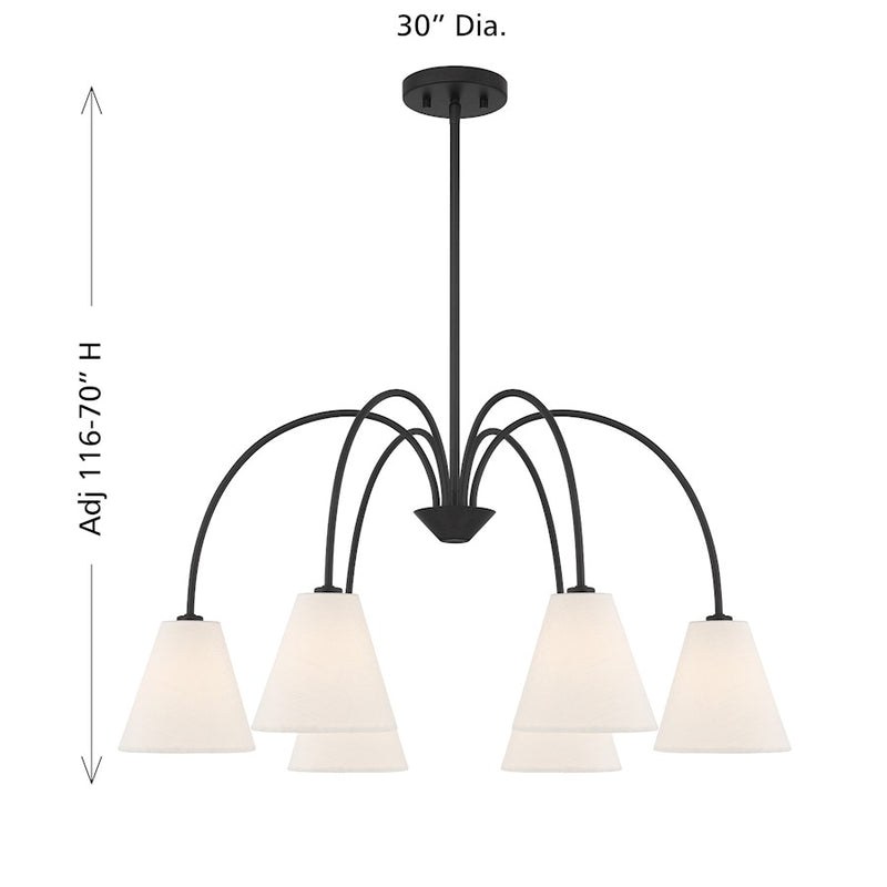 Savoy House Meridian 6Lt 30" Chandelier, Black