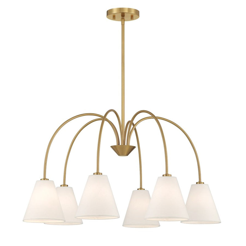 Savoy House Meridian 6Lt 30" Chandelier, Natural Brass