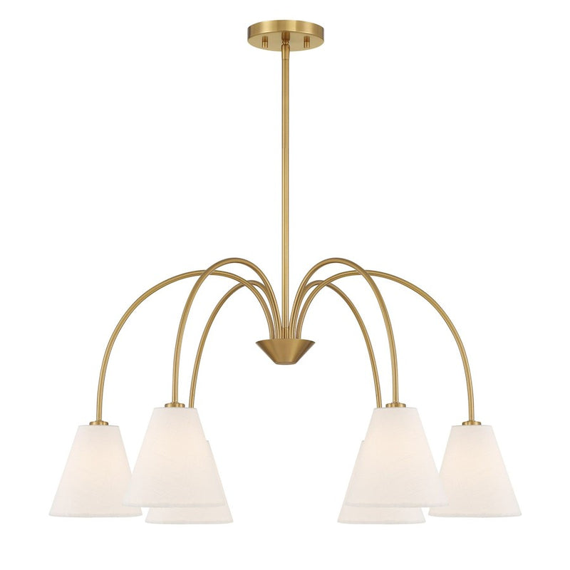 Savoy House Meridian 6Lt 30" Chandelier, Natural Brass