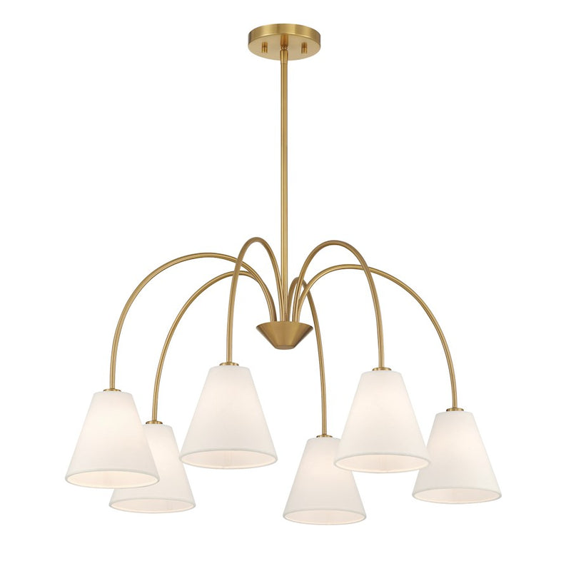 Savoy House Meridian 6Lt 30" Chandelier, Natural Brass