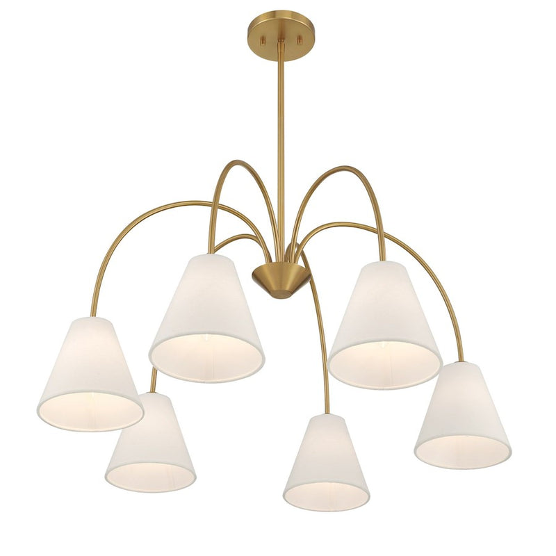 Savoy House Meridian 6Lt 30" Chandelier, Natural Brass
