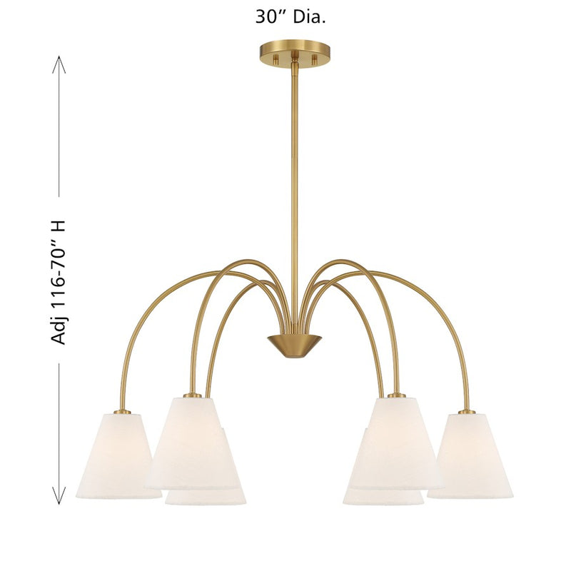Savoy House Meridian 6Lt 30" Chandelier, Natural Brass