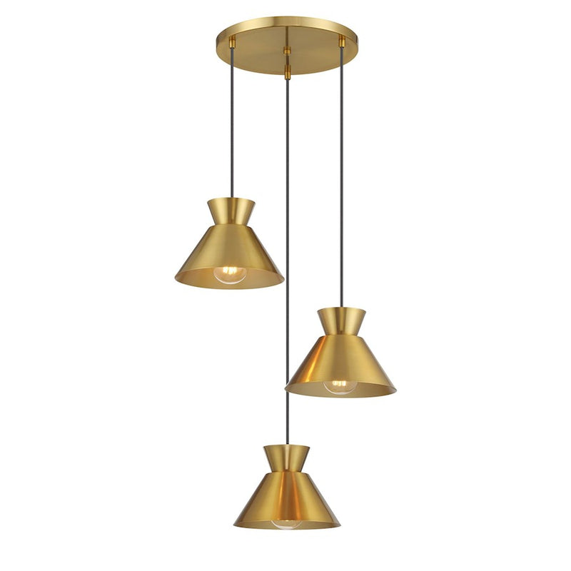 Savoy House Meridian 3Lt Multi-Point Chandelier, Natural Brass