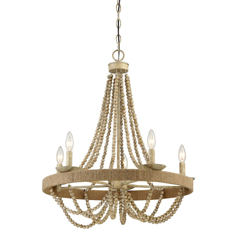 Savoy House 5-Light Chandelier, Natural Wood/Rope