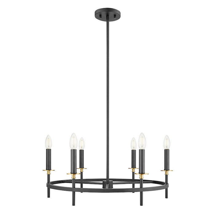 Savoy House Meridian 6Lt Chandelier, Black and Natural Brass - M100140MBKNB