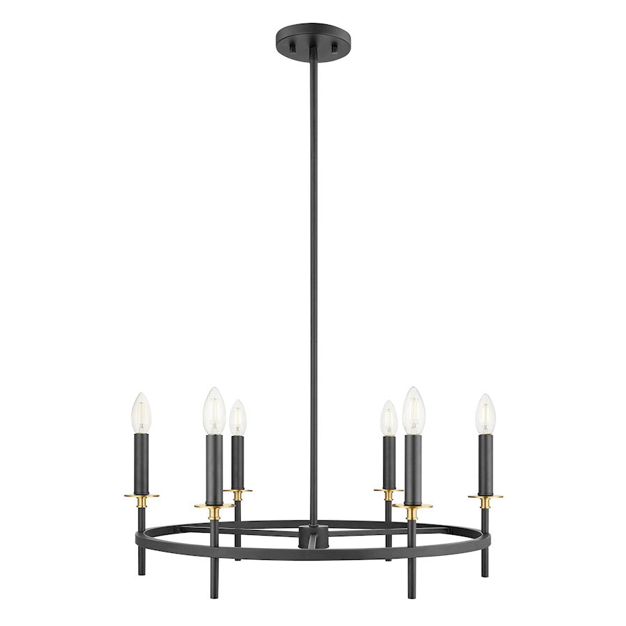 Savoy House Meridian 6Lt Chandelier, Black and Natural Brass - M100140MBKNB