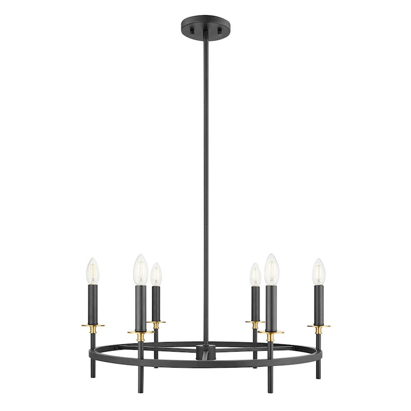 Savoy House Meridian 6Lt Chandelier, Black and Natural Brass