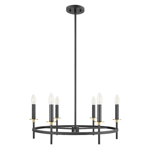 Savoy House Meridian 6Lt Chandelier, Black and Natural Brass