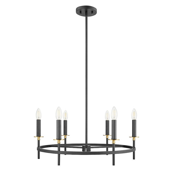 Savoy House Meridian 6Lt Chandelier, Black and Natural Brass