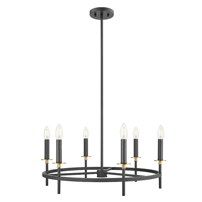 Savoy House Meridian 6Lt Chandelier, Black and Natural Brass