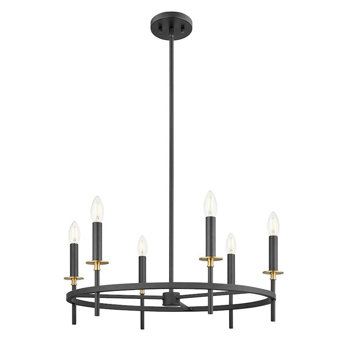 Savoy House Meridian 6Lt Chandelier, Black and Natural Brass