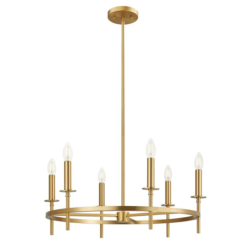 Savoy House Meridian 6Lt 25" Chandelier, Natural Brass
