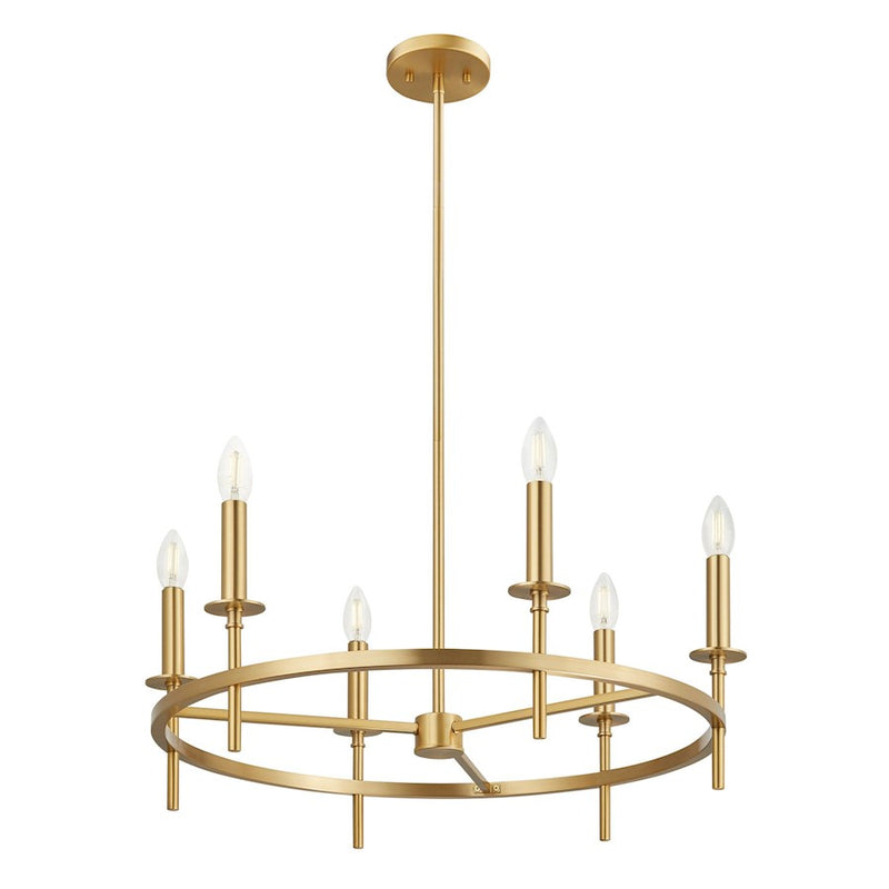 Savoy House Meridian 6Lt 25" Chandelier, Natural Brass