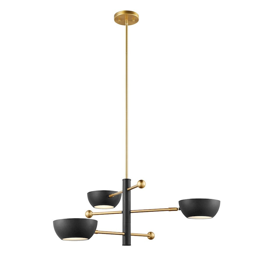 Savoy House Meridian 3Lt Chandelier, Black and Natural Brass - M100143MBKNB