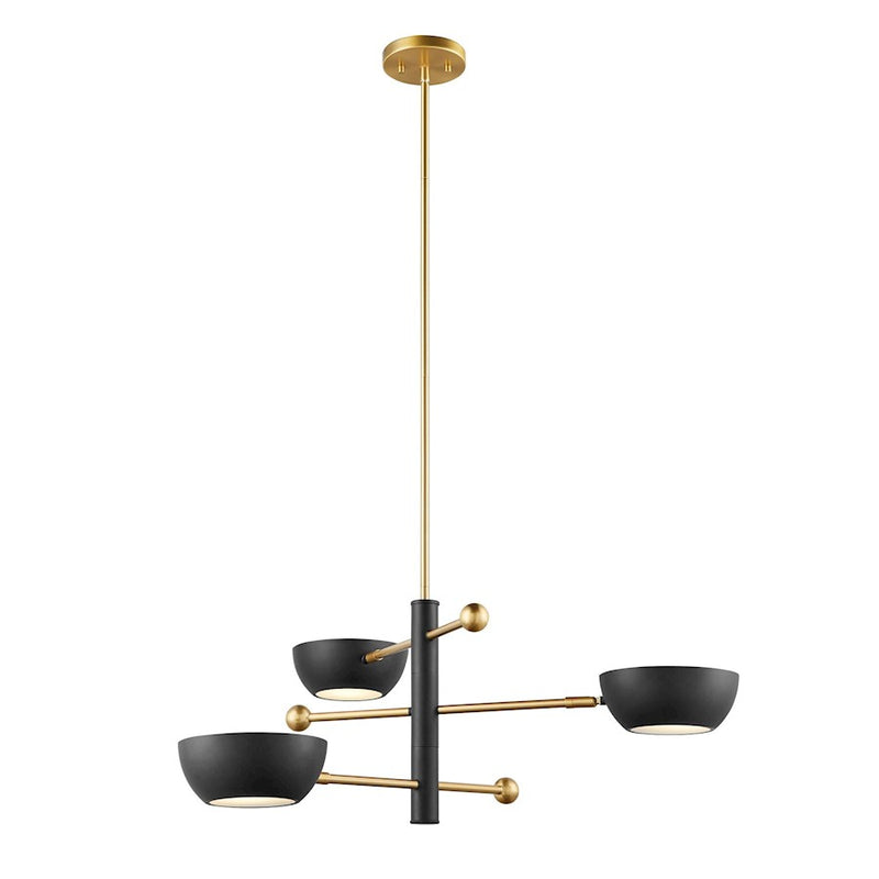 Savoy House Meridian 3Lt Chandelier, Black and Natural Brass