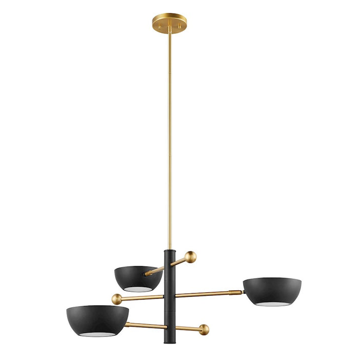 Savoy House Meridian 3Lt Chandelier, Black and Natural Brass