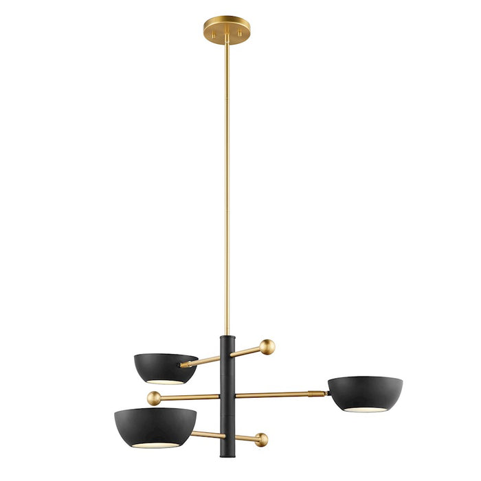 Savoy House Meridian 3Lt Chandelier, Black and Natural Brass