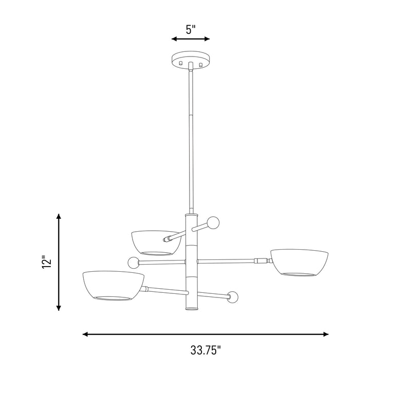 Savoy House Meridian 3Lt Chandelier, White and Natural Brass