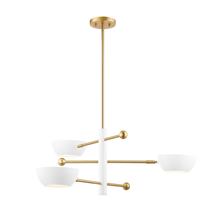 Savoy House Meridian 3Lt Chandelier, White and Natural Brass