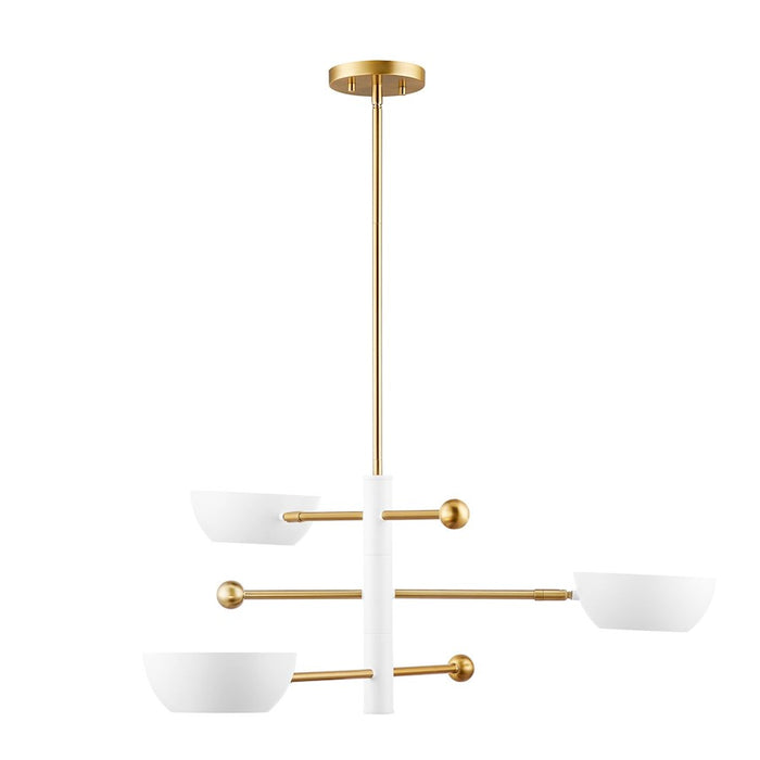 Savoy House Meridian 3Lt Chandelier, White and Natural Brass