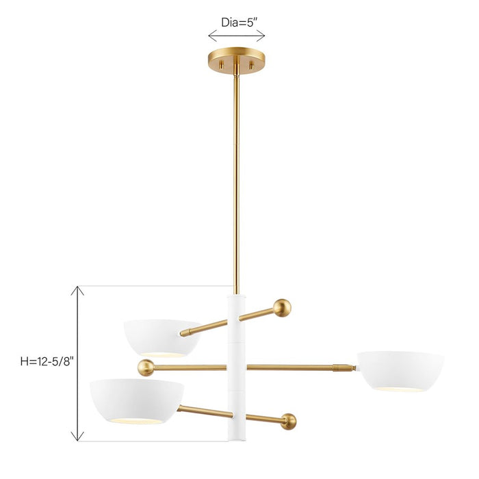 Savoy House Meridian 3Lt Chandelier, White and Natural Brass