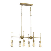 Savoy House 6-Light Linear Chandelier, Natural Brass - M10015-322