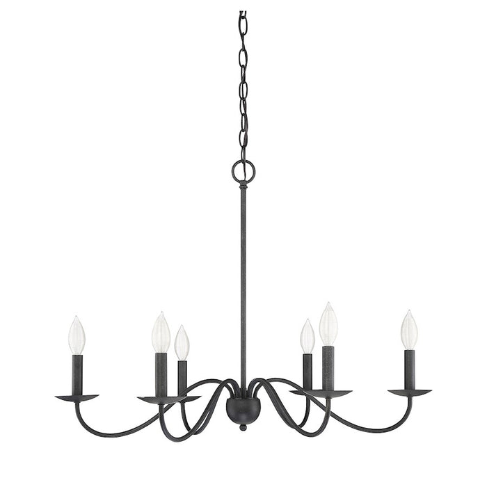 Meridian Traditional 6 Light Chandelier, Aged Iron
