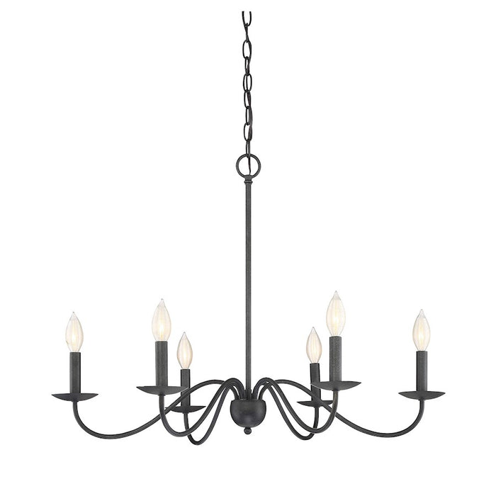 Meridian Traditional 6 Light Chandelier, Aged Iron