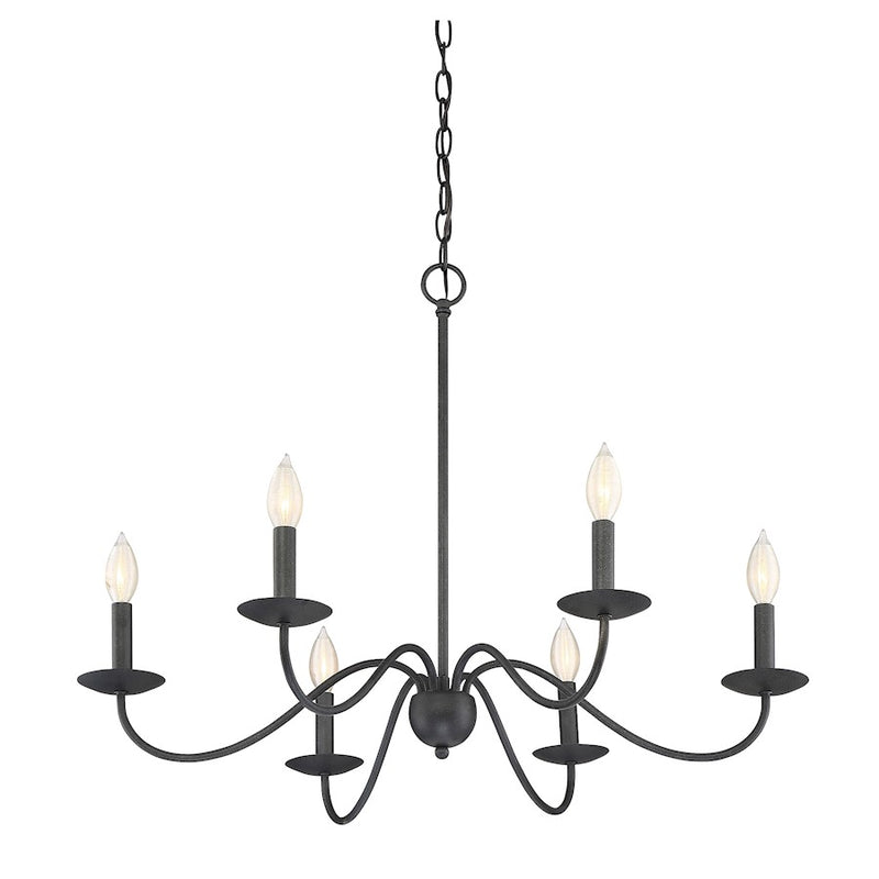 Meridian Traditional 6 Light Chandelier, Aged Iron