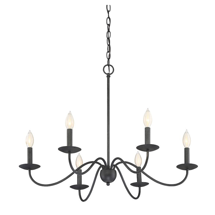 Meridian Traditional 6 Light Chandelier, Aged Iron