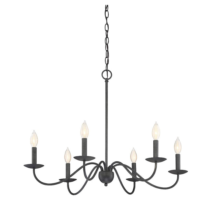 Meridian Traditional 6 Light Chandelier, Aged Iron