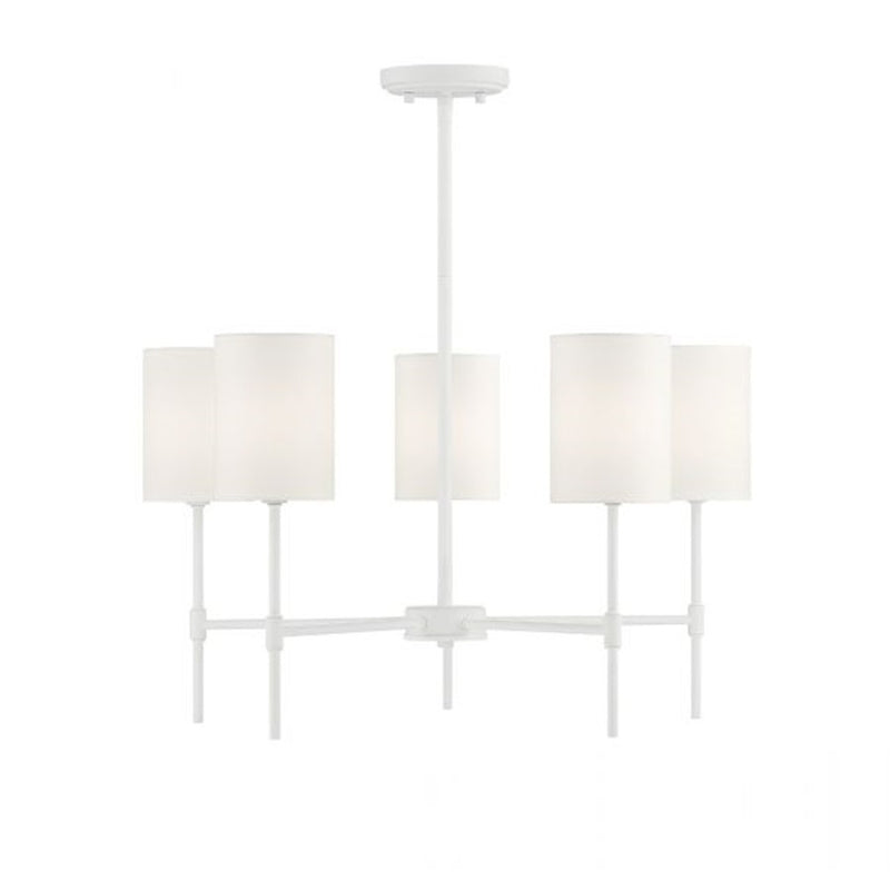 Meridian Traditional 5 Light 15" Chandelier, Bisque White