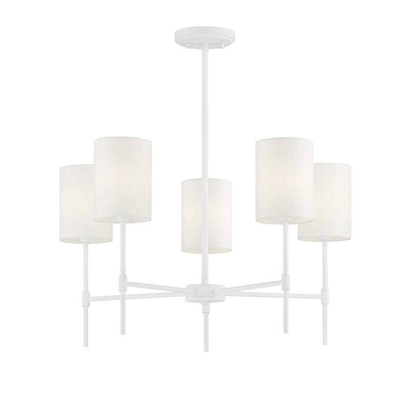 Meridian Traditional 5 Light 15" Chandelier, Bisque White
