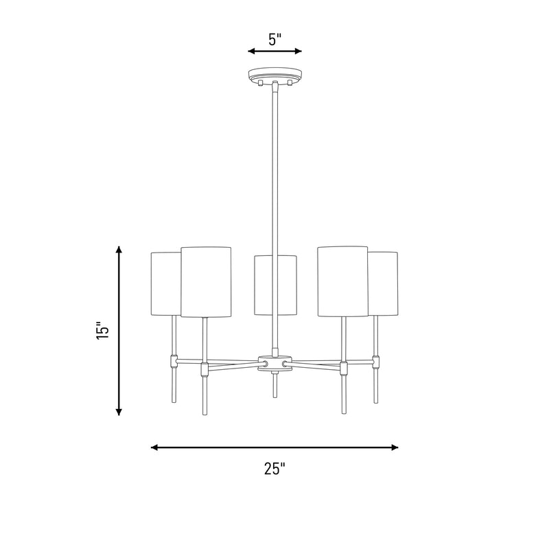 Savoy House 5-Light 15" Chandelier, Matte Black