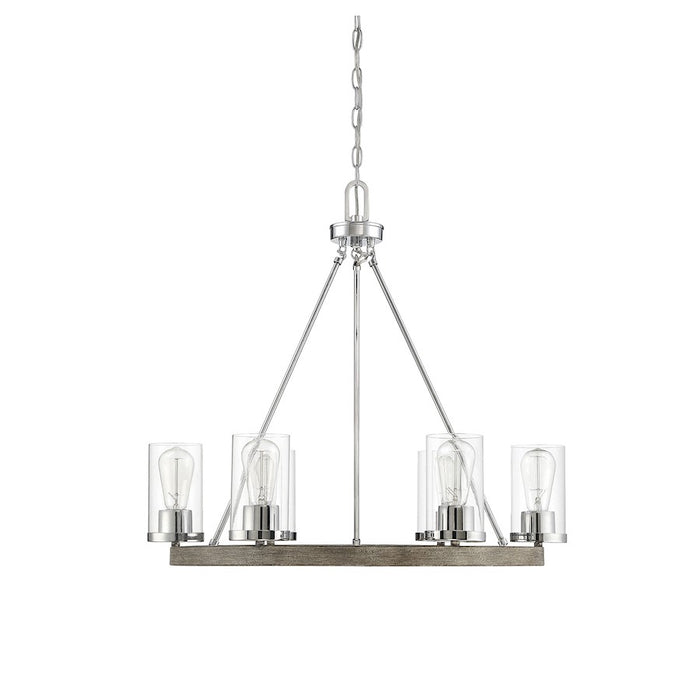 Savoy House 6-Light Chandelier, Greywood Chrome