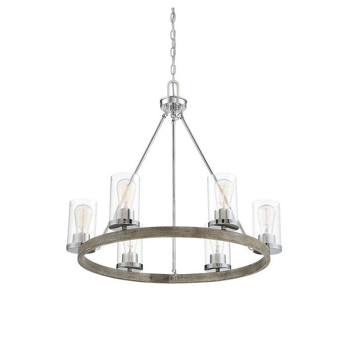 Savoy House 6-Light Chandelier, Greywood Chrome