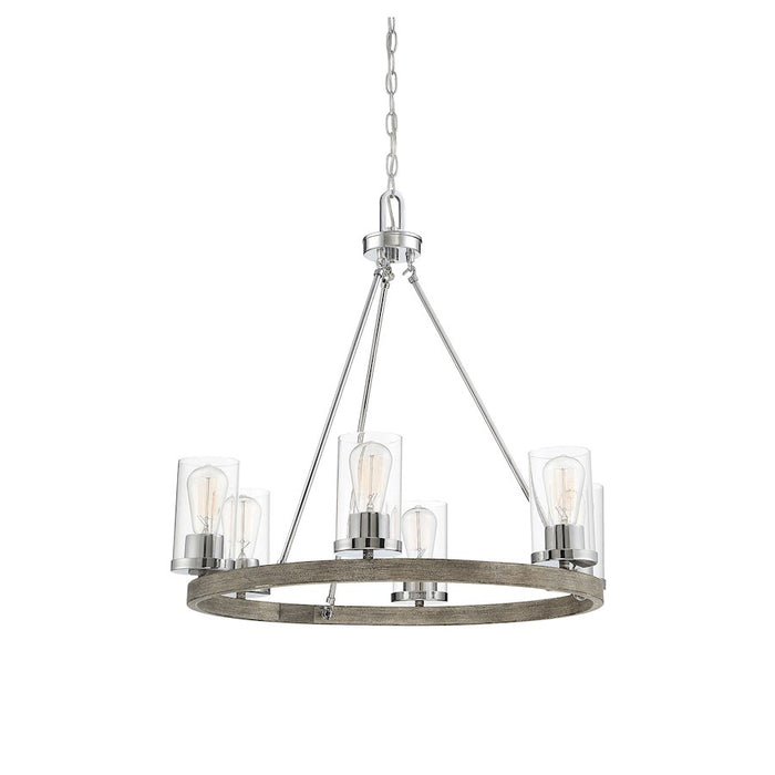 Savoy House 6-Light Chandelier, Greywood Chrome