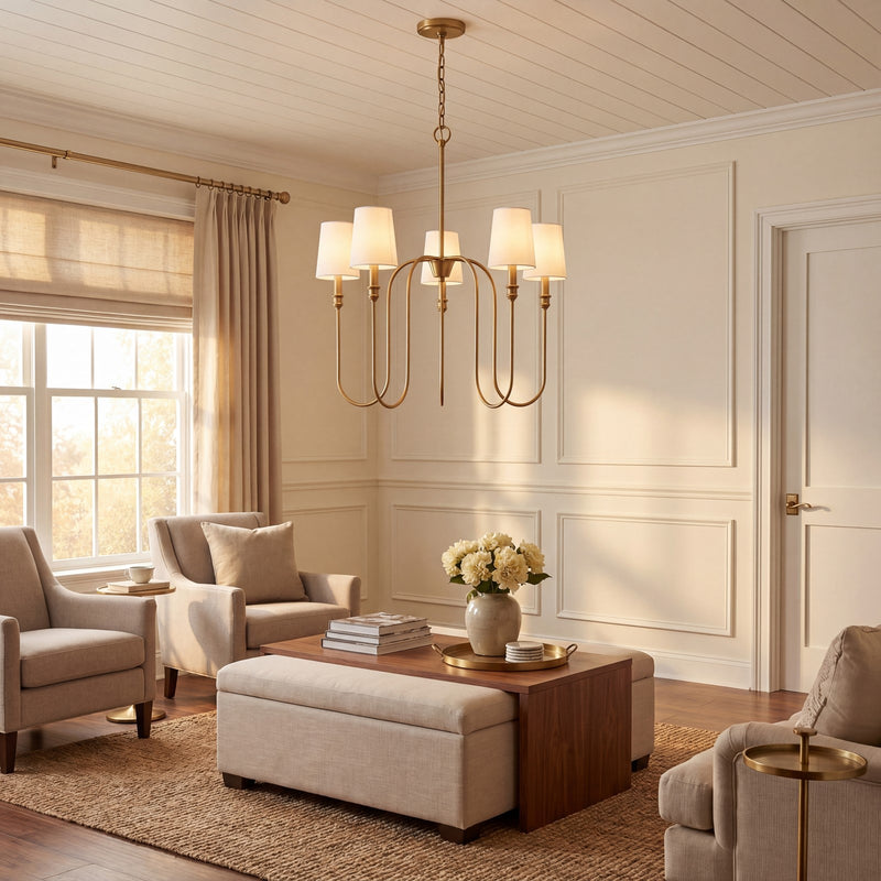 Savoy House 5-Light 29" Chandelier, Natural Brass