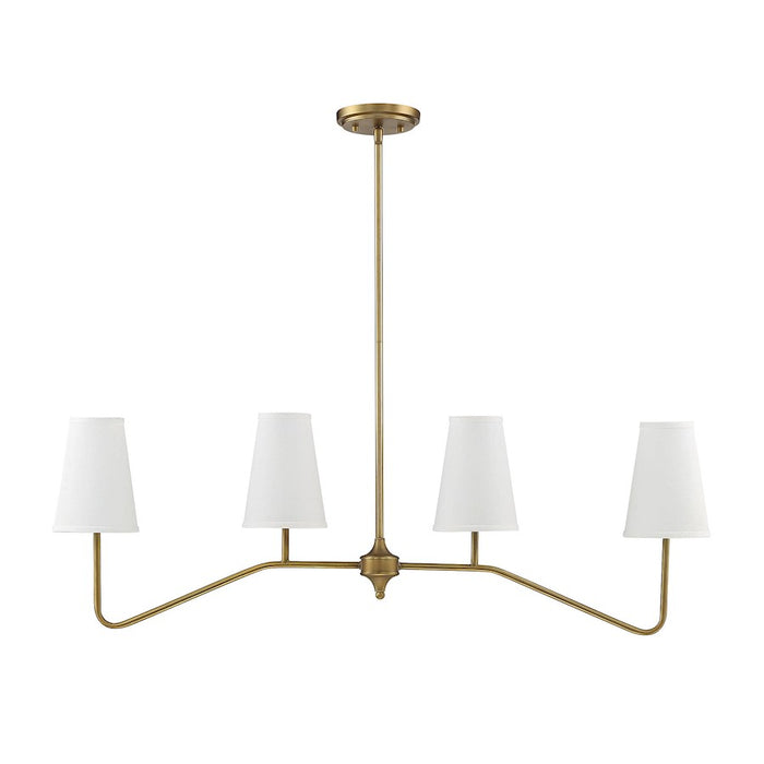 Savoy House 4-Light Linear Chandelier, Natural Brass