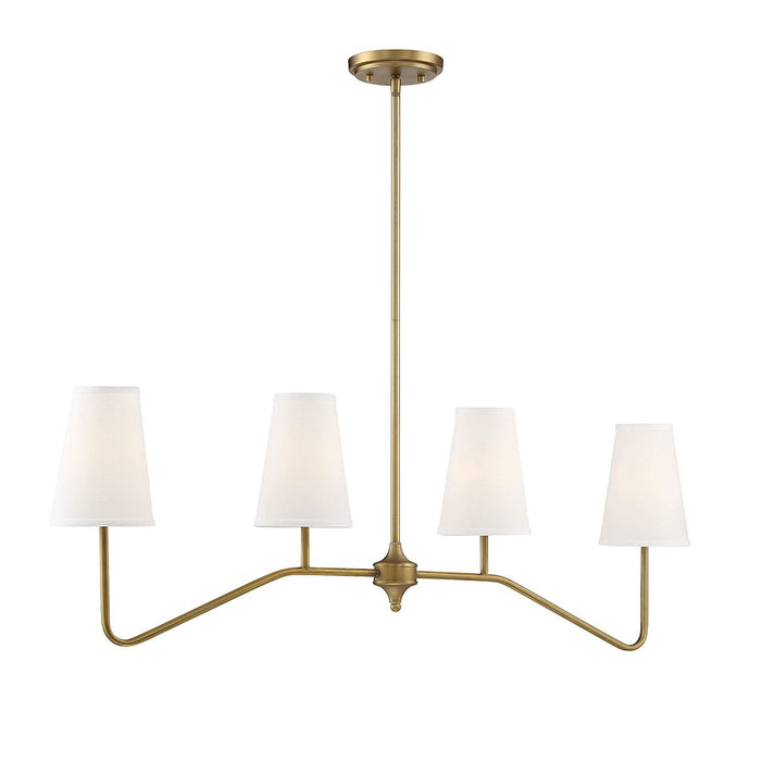 Savoy House 4-Light Linear Chandelier, Natural Brass