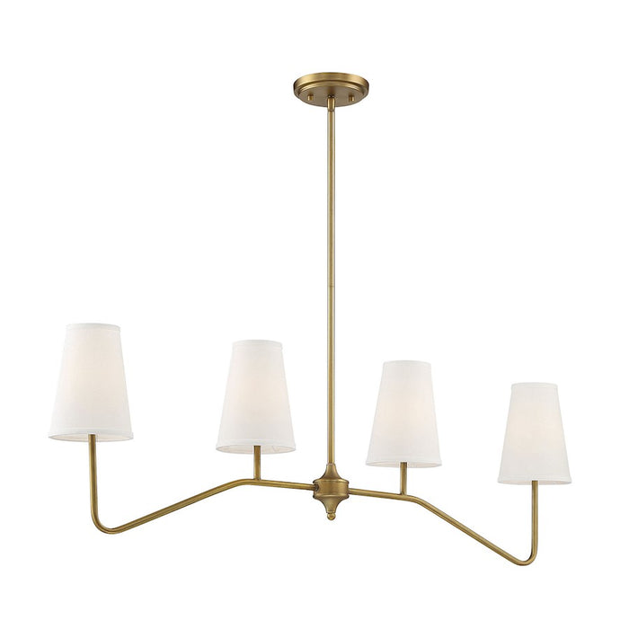 Savoy House 4-Light Linear Chandelier, Natural Brass