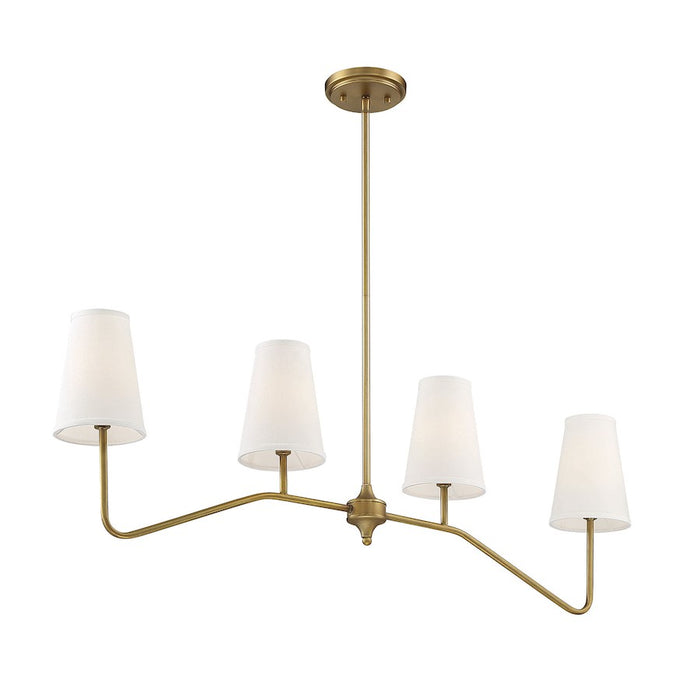 Savoy House 4-Light Linear Chandelier, Natural Brass