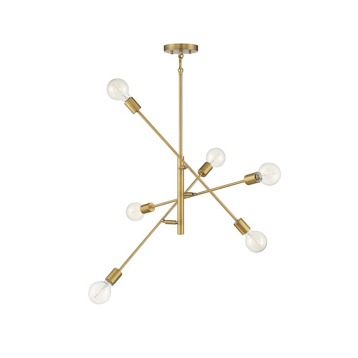 Savoy House 6-Light 12" Chandelier, Natural Brass