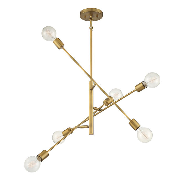 Savoy House 6-Light 12" Chandelier, Natural Brass